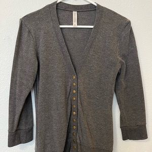 Grey 3/4 sleeve button down Sweater